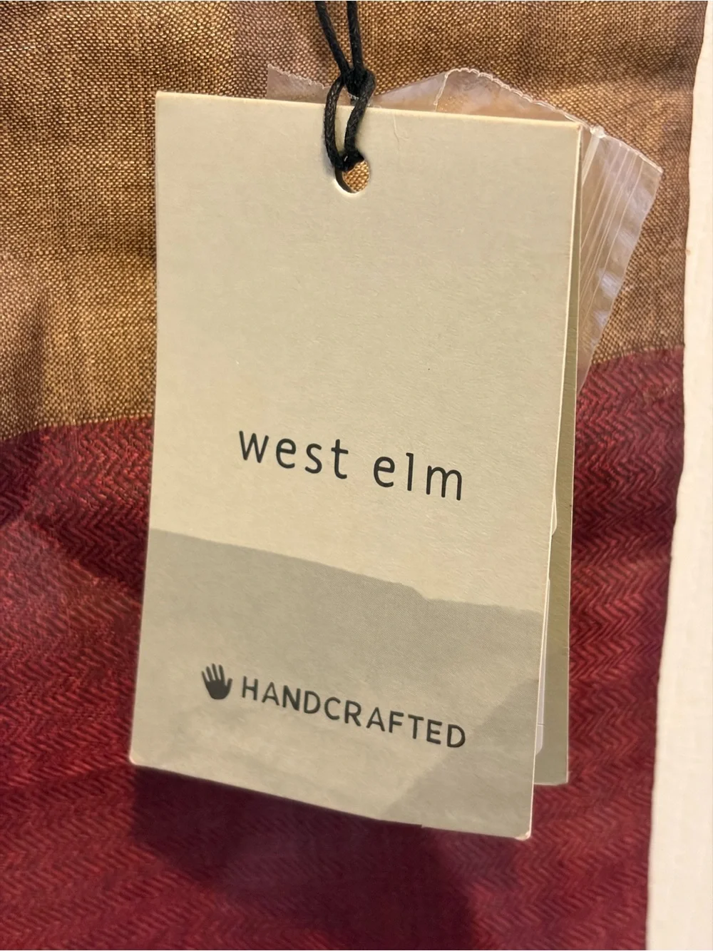 West Elm Gold/ Maroon Color Block 100% Silk Pillow Sham 12x21
